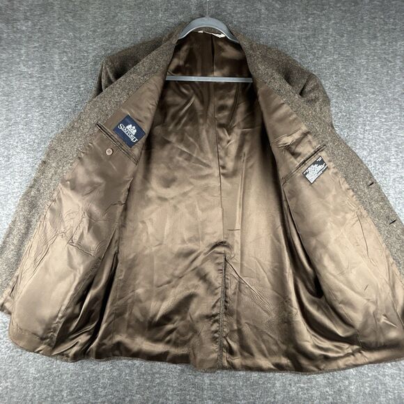 Vintage STAFFORD Blazer 44R Brown Wool Elbow Patch University Tweed Lambswool - Picture 6 of 11